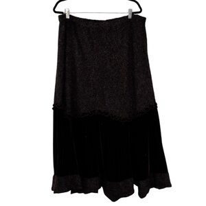 Soft Surroundings Brown Velvet Marled Midi Skirt